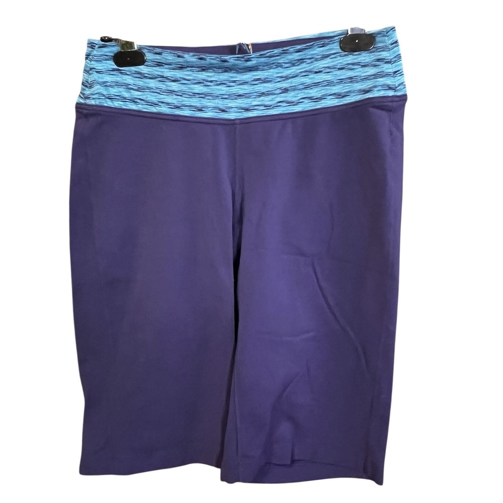 Athleta Purple With Blue Print Waistband Bike Shorts with Pockets Size Small